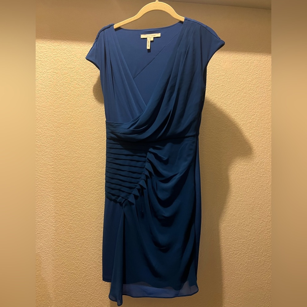 Maxandcleo Blue Drape Dress with Cap Sleeve